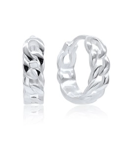 Designed Chain Silver Hoop Earring HO-1842